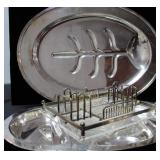 2 SILVERPLATE TRAYS AND BREAKFAST TRAY
