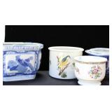 5 ASIAN STYLE CERAMIC PLANTERS