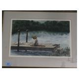 CHILD ON DOCK WATER COLOR BY MIMI SMITH