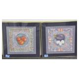 PAIR WATER COLOR VEGITABLES: TOMATOES AND EGGPLANT