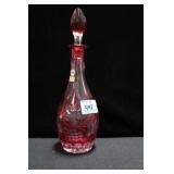 RED CUT TO CLEAR DECANTER - PASCO BAVARIA GERMANY
