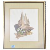 "STUMP WITH VIOLETS" BY LOUISE C. FLETCHER