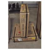 PAIR METAL AND GLASS TOP END TABLES - NEW IN BOX