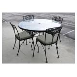 WROUGHT IRON PATIO SET: TABLE AND 4 CHAIRS
