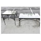 2 WROUGHT IRON PATIO TABLES: COFFEE TABLE AND END