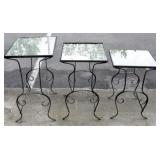 SET OF 3 WROUGHT IRON PATIO NESTING TABLES