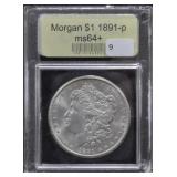 1891-P - MORGAN DOLLAR USCG - MS64+