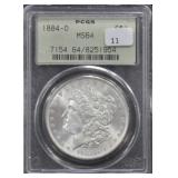 1884-O-MORGAN DOLLAR PCGS - MS64