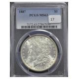 1887 - MORGAN DOLLAR USCG - MS63