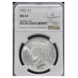 1922 - MORGAN DOLLAR NGC - MS64