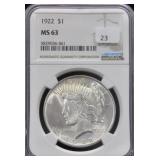 1922 - MORGAN DOLLAR NGC - MS63