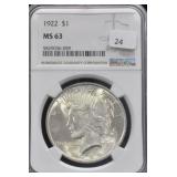 1922 - MORGAN DOLLAR NGC - MS63
