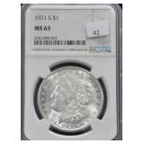 1921-S - MORGAN DOLLAR NGC - MS63