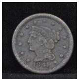 1848 LARGE CENT - VF+