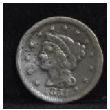 1851 LARGE CENT - VF+