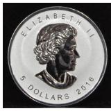 2016 5 DOLLARS CANADIAN MAPLE LEAF