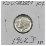 1962-D ROOSEVELT DIME