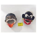 TWO BLACK AMERICANA ASHTRAYS