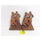 PAIR CAST IRON BUCKING BRONCO BOOK ENDS