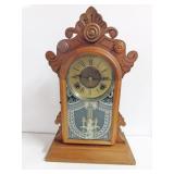 CARVED SHELF CLOCK WITH KEY & PENDULUM
