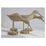4 CARVED SHORE BIRDS CARVER SIGNED