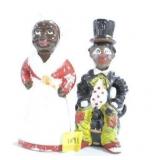 BLACK AMERICANA CLOWN DECANTER AND LARGE SHAKER