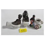 3 BLACK AMERICANA FIGURAL ASHTRAYS