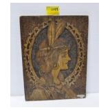 FLEMMISH ART INDIAN MAIDEN PLAQUE