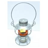 UNMARKED RAILROAD LANTERN WITH AMBER GLOBE