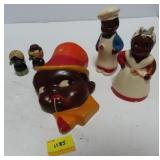BLACK AMERICANA CHALK STRING HOLDER & 2 PAIR SALT