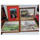 4 FRAMED LOCOMOTIVE PICTURES