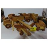 ASSORTED WOOD TOY TRUCKS AND AIRPLANES