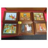 SET OF 6 PETI CLEMENTS BLACK AMERICANA PAINTINGS