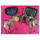 BRASS SOAP DISHES AND HORSEHEAD HOOKS