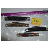 4 POCKET KNIVES IXL GEORGE BUCK, CARL SCHLIPER,