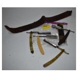 4 STRAIGHT RAZORS AND RAZOR STRAP