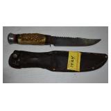 MOHAWK HAMMERED FORGED FIXED BLADE - STAG HANDLE