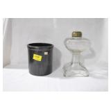 HALF GALLON CROCK & OIL LAMP BASE