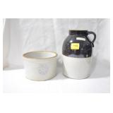BUTTER CROCK WITH HAIRLINE & CROCK JUG