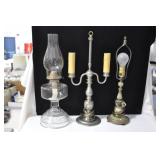 2 LAMPS AND OIL LAMP BASE