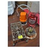2 LANTERNS COPPER RAYO OIL LAMP NEEDS WOOD BRASS