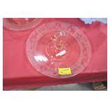 GLASSWARE, PINK DEPRESSION BOWLS & CENTER HANDLE S