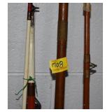 3 FISHING RODS - 1 IS BAMBOO
