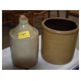 STONEWARE JUG AND SALT GLAZE CROCK