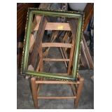 5 PICTURE FRAMES AND CHAIR (NEEDS SEAT)