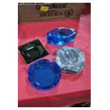 BOX GLASS AND MARBLE ASHTRAYS