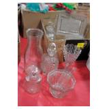 ASSORTED GLASSWARE; SWIZZLESTIRS, DECANTERS,