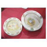 BOX MILKGLASS FRUIT BOWL, BABY PLATES, VASE