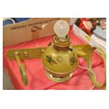 PAINTED & ELECTRIFIED RAILROAD CAR, OIL LAMP WITH