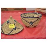 NATIVE AMERICAN TYPE BASKET WITH COVER